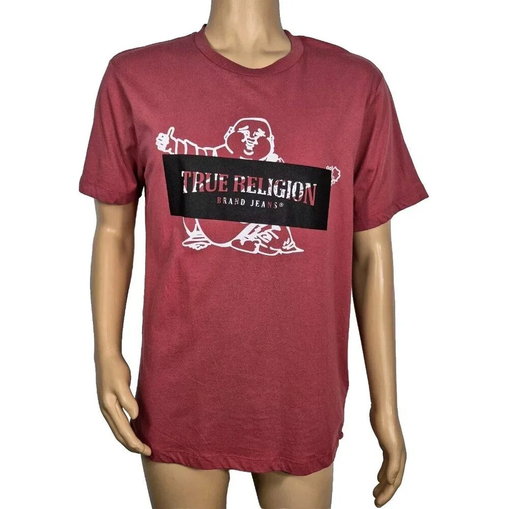 True Religion Brand Jeans T-Shirt Men's Size L Crew Neck Buddha Red (45)